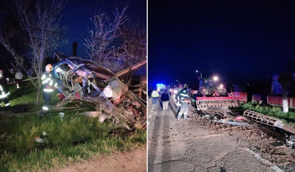 Tânăr mort pe loc într-o maşină care a ajuns într-un copac, după impactul cu un tractor, în Clit, Suceava
