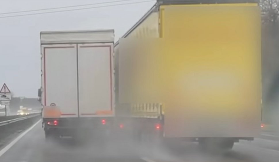 Scene ireale pe o autostradă din Ungaria. Doi şoferi de TIR s-au luat la întrecere, într-o cursă nebună