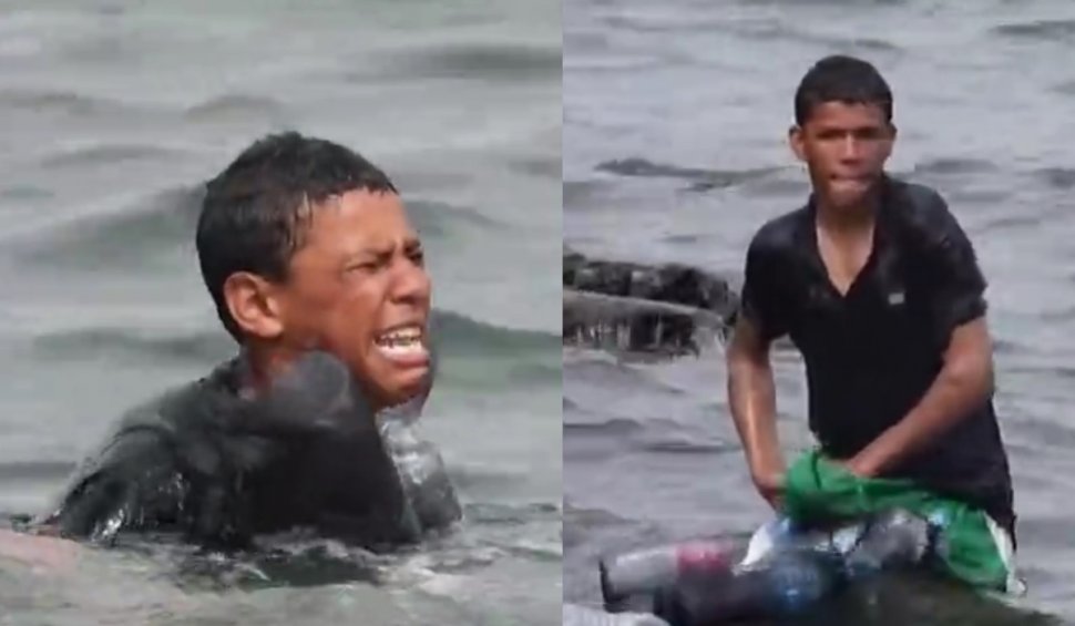 Un tânăr din Maroc și-a îndesat sticle de plastic în pantaloni pentru a pluti până în Spania