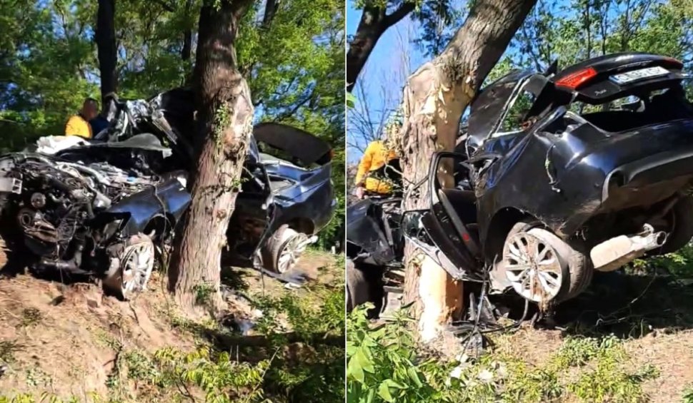 Doi tineri au murit striviţi într-un Audi distrus la peste 100 de km/h, după un accident în Medgidia