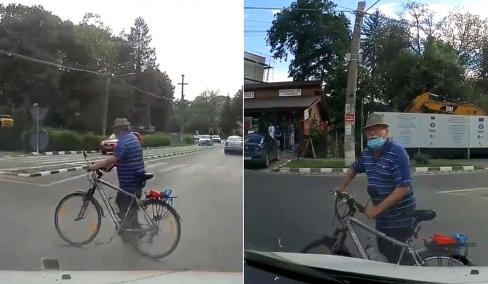 Un bărbat din Brăneşti, supărat pe şoferi, a încurcat traficul într-un sens giratoriu: "Eu nu am voie să circul?"
