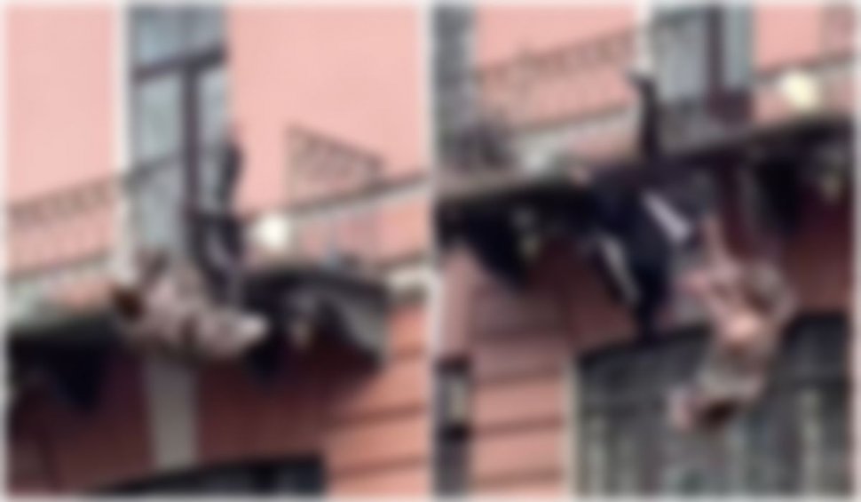 Momentul tragic în care doi tineri cad de pe balcon, după ce s-a rupt balustrada