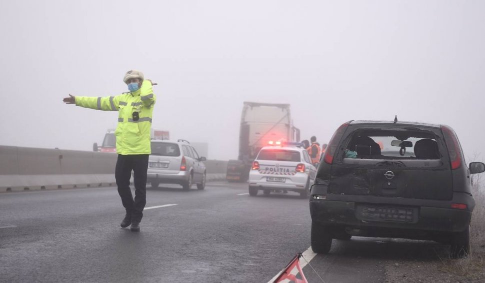 Trafic blocat pe DN1, din cauza unui accident rutier în județul Brașov