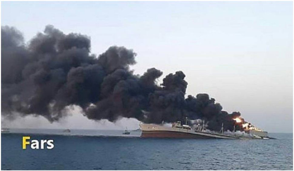 Cea mai mare navă de război a Iranului s-a scufundat în Golful Oman, după un incendiu
