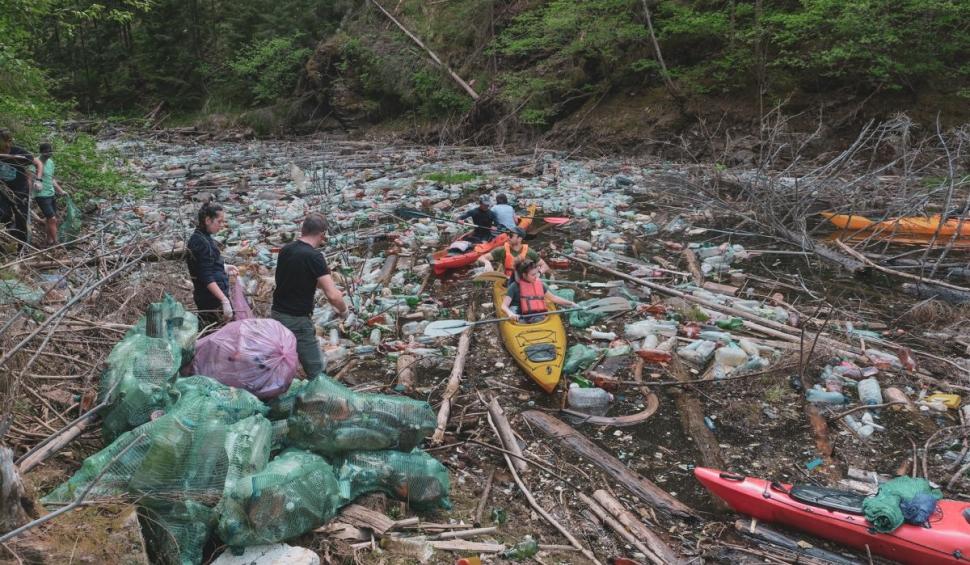 Unul din cele mai frumoase lacuri din Apuseni, invadat de gunoaie. Tone de PET-uri acoperă luciul apei 711609