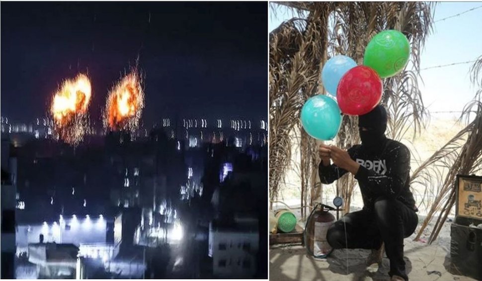 Aviația israeliană a atacat ținte Hamas în Gaza, după ce militanții au lansat baloane incendiare spre Israel
