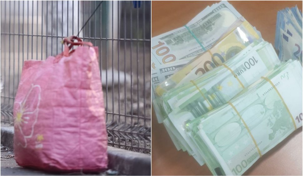 Tânăr de 32 de ani, găsit cu 320.000 de euro într-o sacoșă de rafie la Piața Romană din București 