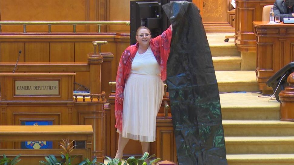 Diana Șoșoacă a adus un sac negru în Parlament, la dezbaterea moțiunii de cenzură: "Sunteți niște criminali!" 714004