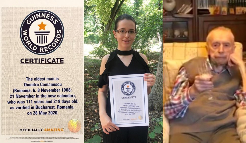 Dumitru Comănescu, recunoscut oficial ca cel mai longeviv bărbat în viaţă al planetei, a primit certificatul de la Guinness World Records la un an după moartea sa