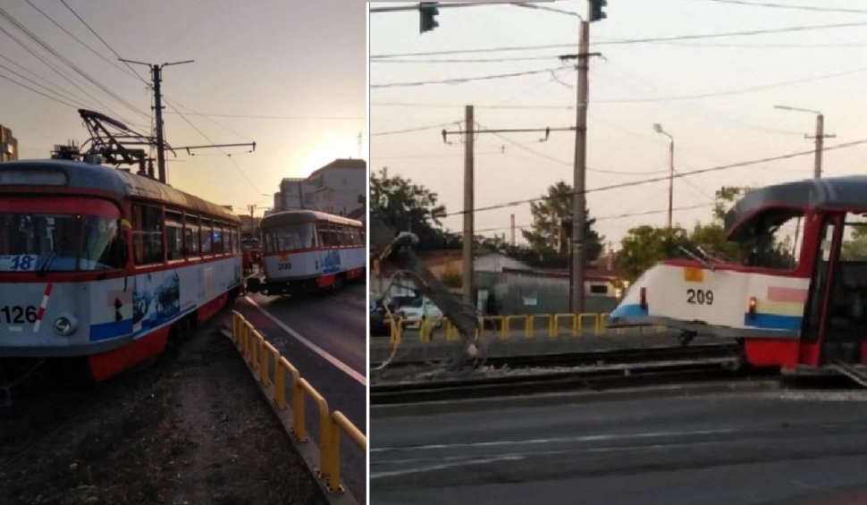 Un tramvai a deraiat pe o stradă din Arad. O femeie a fost dusă la spital