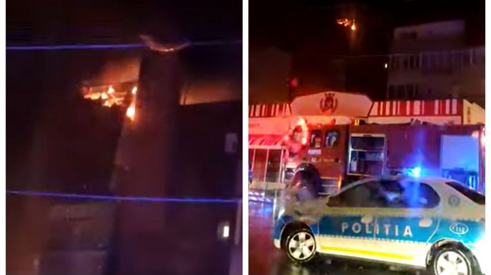 Un bloc din Câmpina a luat foc după ce a fost lovit de trăsnet. Locuitorii au fost evacuați