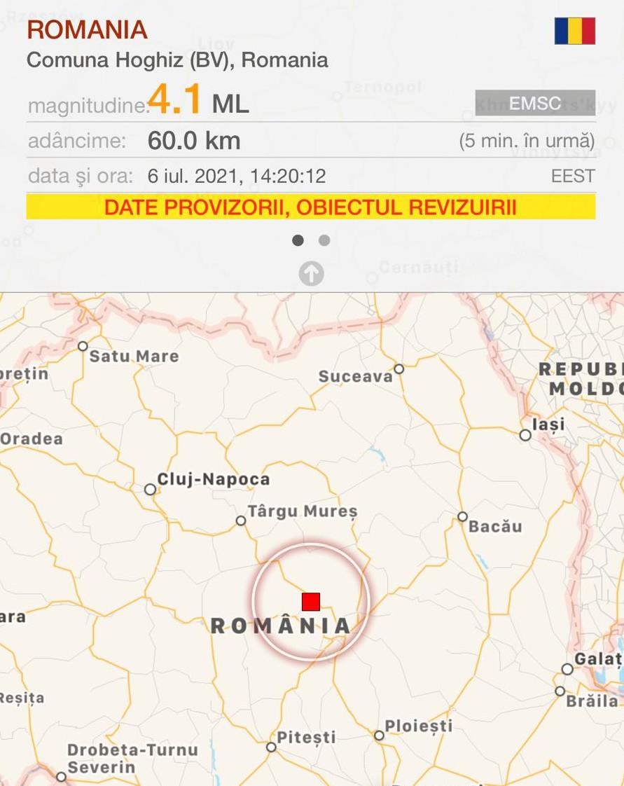 Cutremur resimţit în mai multe oraşe din România, la o adâncime de 80 de kilometri 715094