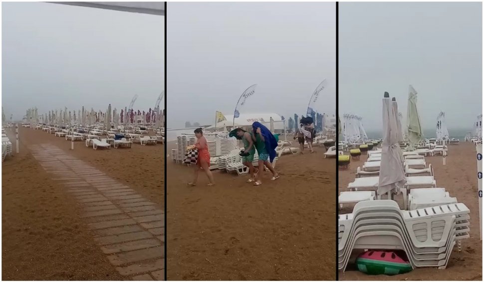 Vreme severă pe litoral: Turiștii din Eforie, alungați de pe plajă de grindină și vânt
