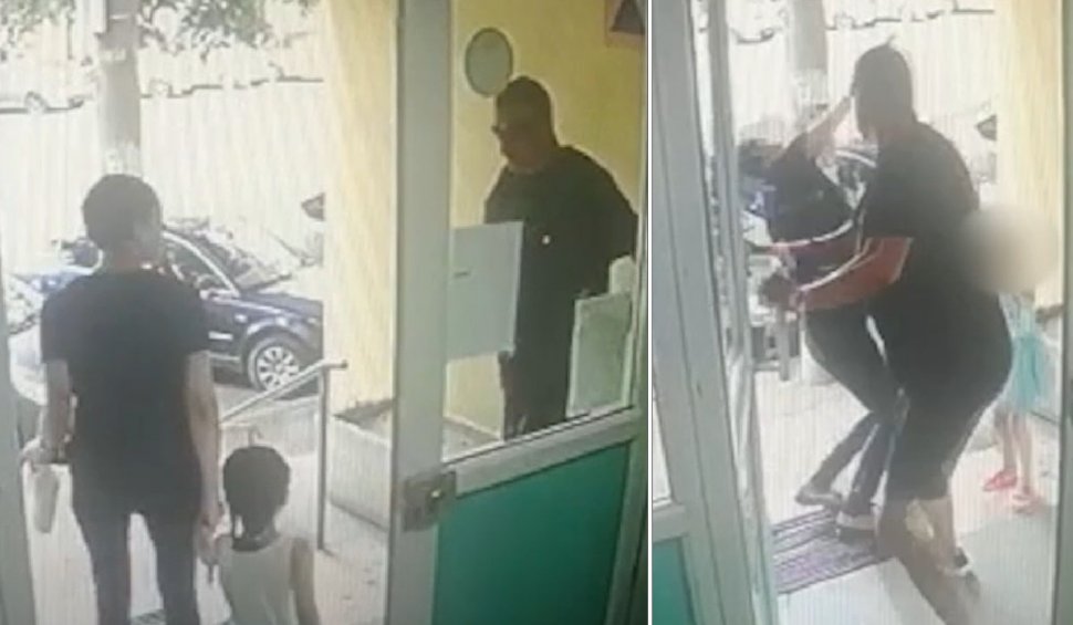 Video: Momentul în care un bărbat loveşte cu pumnul o femeie, chiar de față cu fetiţa ei, într-un bloc din Bucureşti