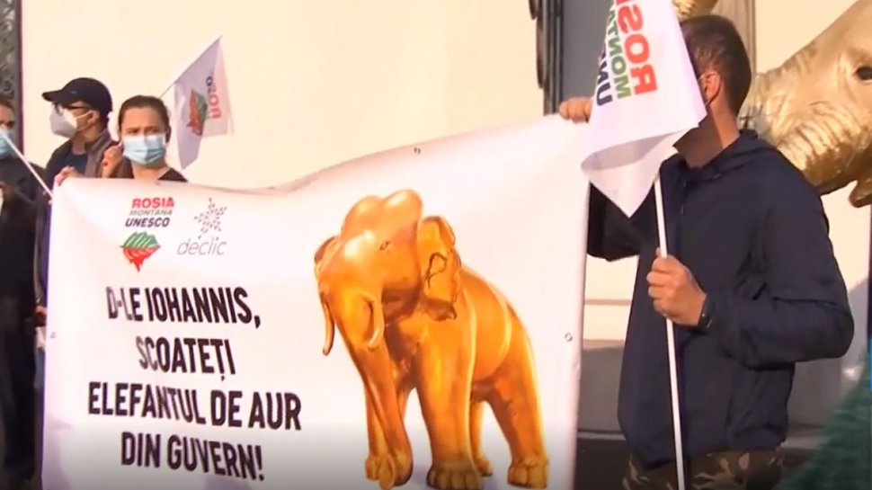 Protest în fața Palatului Cotroceni: "Domnule Iohannis, scoateți elefantul de aur din Guvern!"