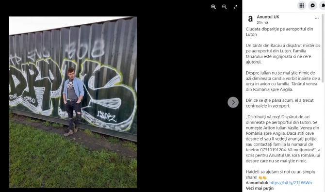 Un tânăr român a dispărut misterios pe aeroportul Luton: „Iulian venea din România spre Anglia“ 715989