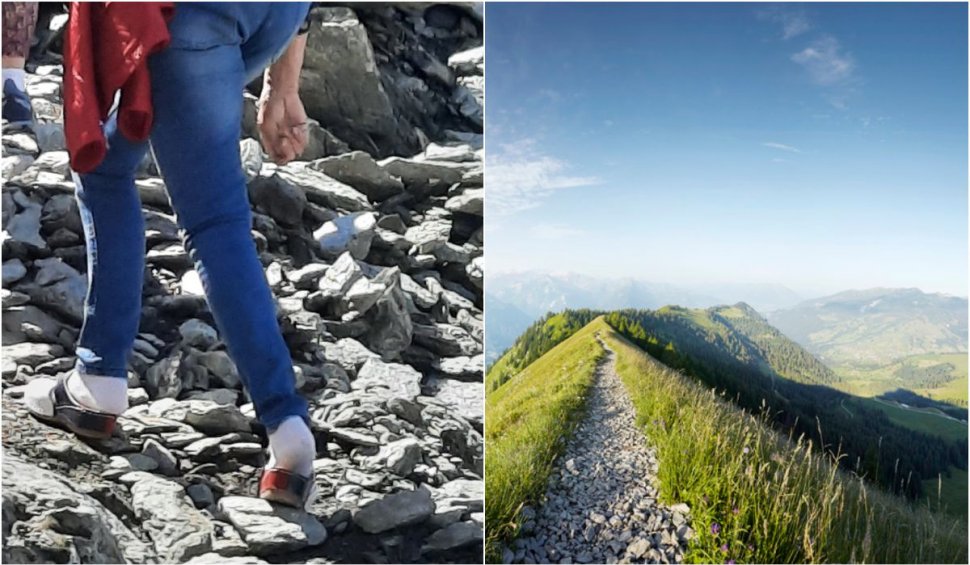 Turistă, surprinsă urcând în papuci și șosete pe munte, în zona Bâlea Lac