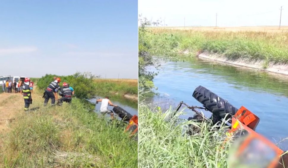Un bărbat din Dolj a murit după ce s-a răsturnat cu tractorul într-un canal de irigații adânc de 4 metri