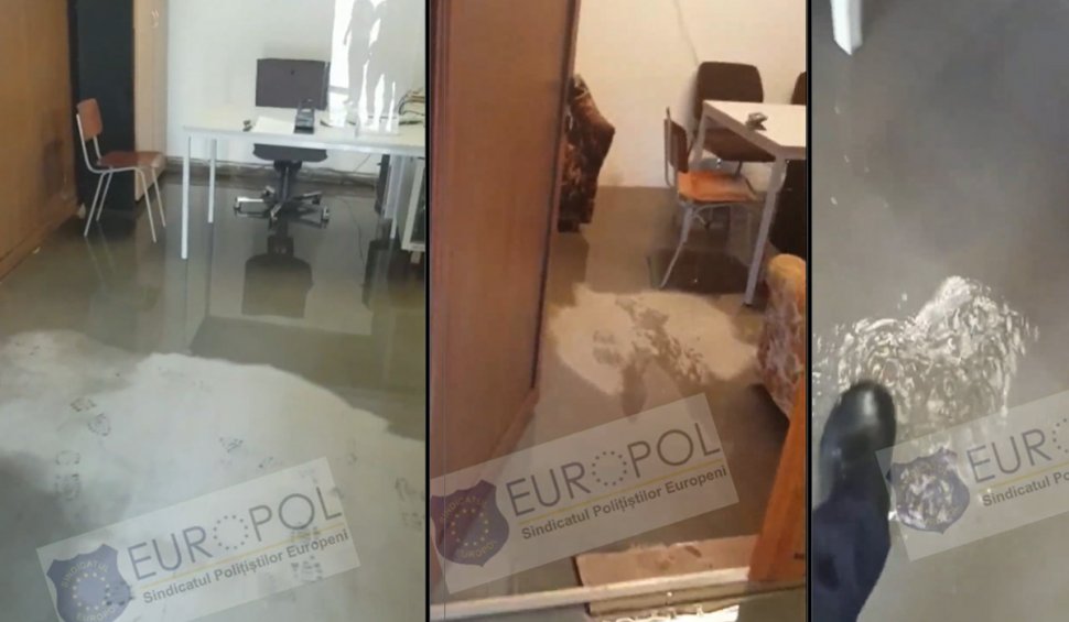 Sindicatul Europol, despre postul de poliţie inundat în Maramureş: "Ambianţă de ştrand"