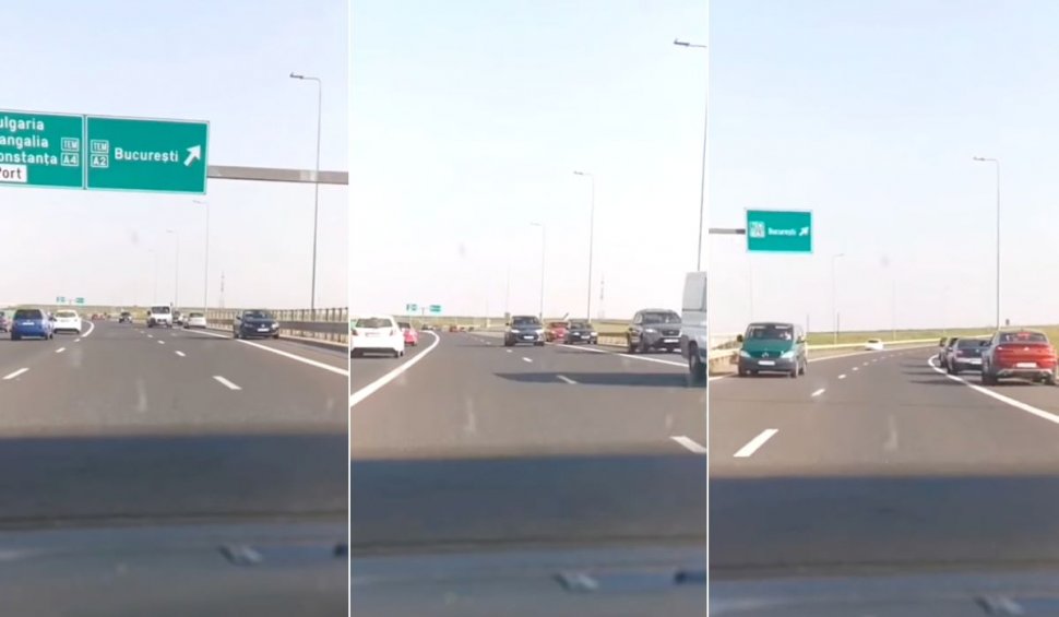 Zeci de mașini filmate pe contrasens, pe autostrada A2 și A4, în Constanța. Poliția caută șoferii