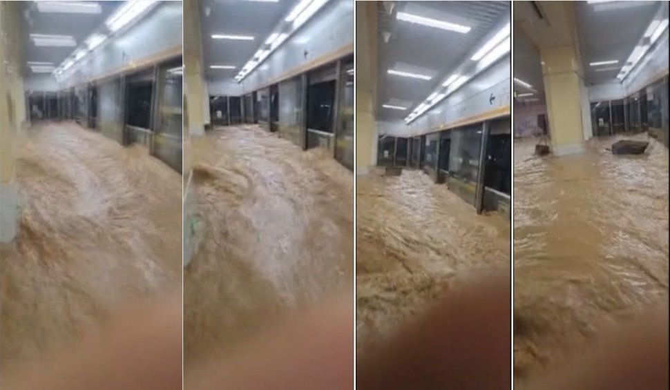  Călătorii blocați în vagoane de metrou s-au agățat de tavan pentru a scăpa cu viață, în urma inundațiilor catastrofale din China