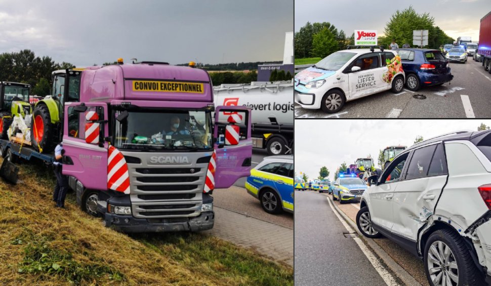 Un şofer român de TIR a făcut prăpăd într-o parcare din Germania. A avariat 6 maşini, a rănit 6 persoane şi i-a agresat şi pe poliţişti