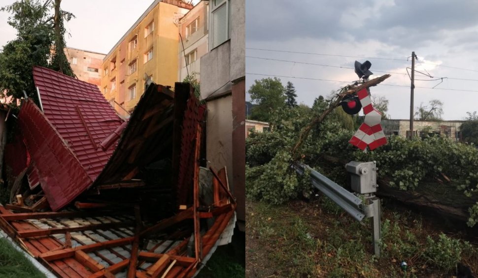Codul portocaliu de vijelii face ravagii: O fată de 6 ani a murit strivită de un copac în Mureș, casele au rămas fără acoperișuri în Cluj