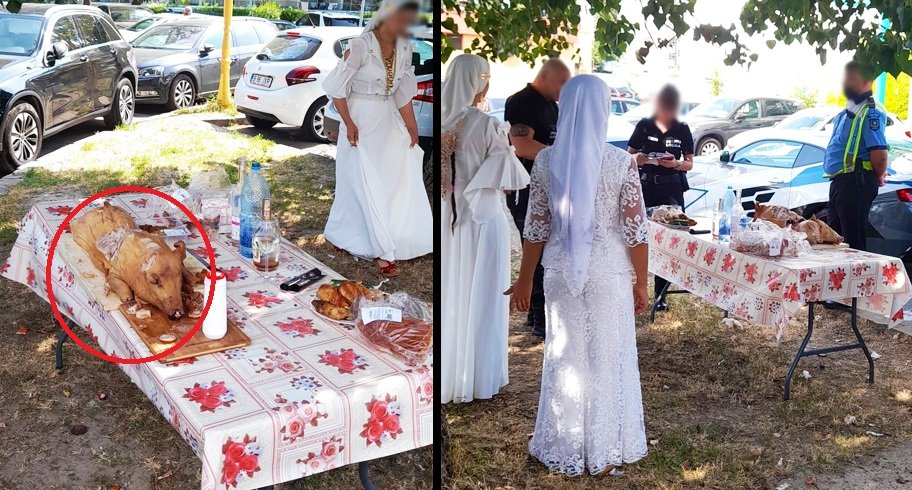 Romii aflați în vacanță la Mamaia au pus de-o petrecere cu purcel la proțap în fața hotelului