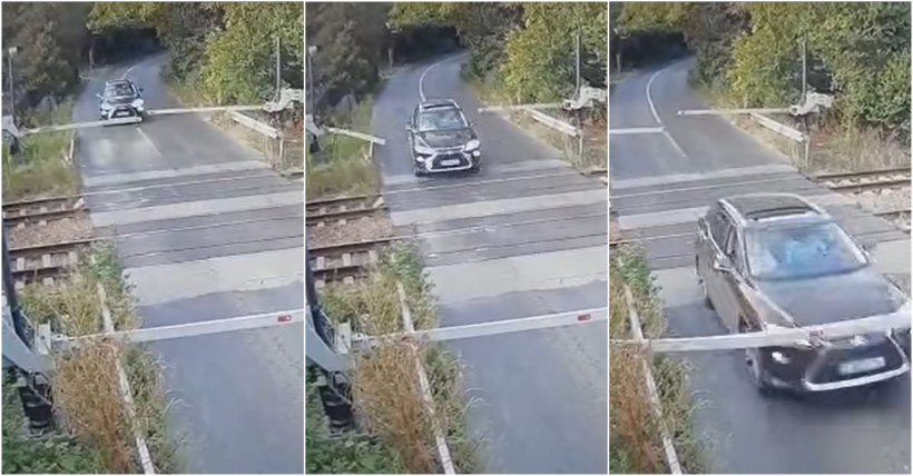 Șoferul care a rupt barierele la trecerea de cale ferată, găsit beat și cu mașina răsturnată
