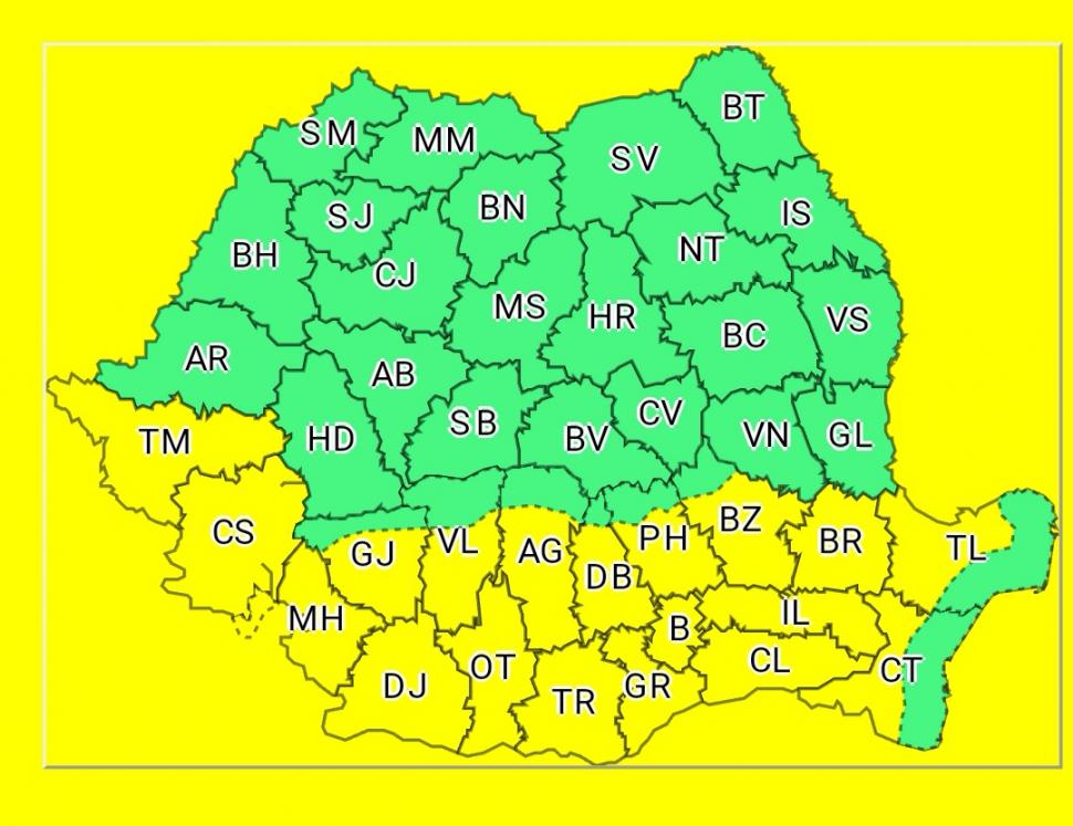 Cod galben de caniculă în jumătatea de sud a țării, până miercuri 720912