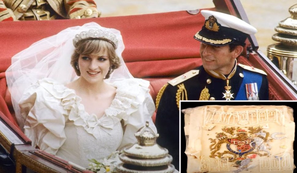 Felie din tortul de nuntă a prinţului Charles cu Diana, de acum 40 de ani, vândută la licitație cu 2.600 euro