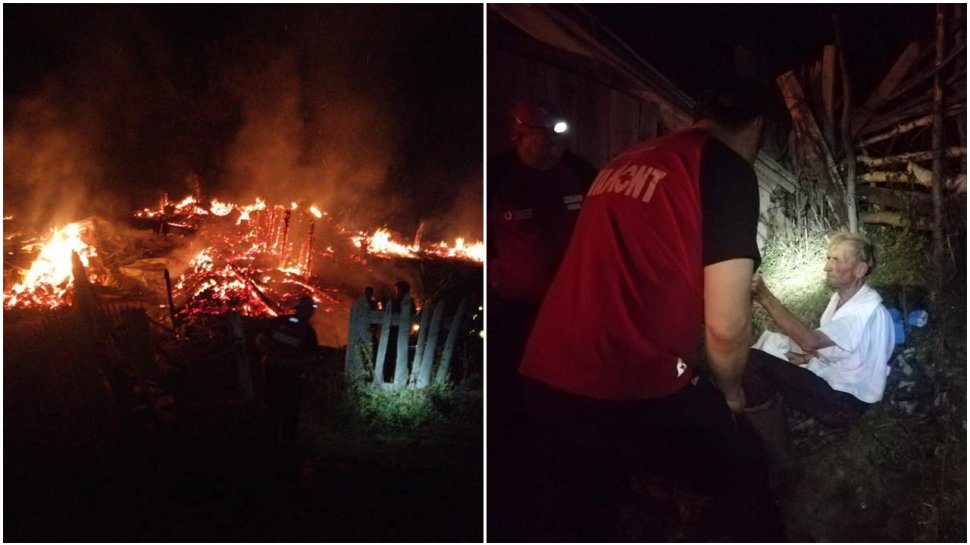 Un bătrân din județul Vâlcea a rămas pe drumuri, după ce casa i-a ars în totalitate