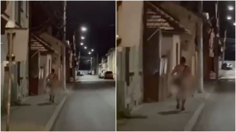 Tânăr, filmat în timp ce se plimba gol pușcă pe străzile din Drobeta Turnu Severin
