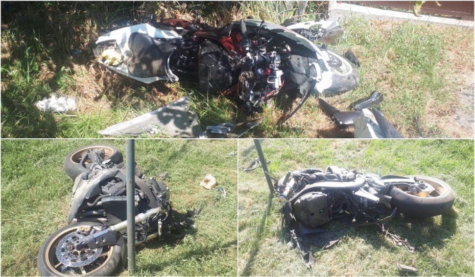Accident între două motociclete, după o întrecere pe un drum din Topoloveni, Argeş