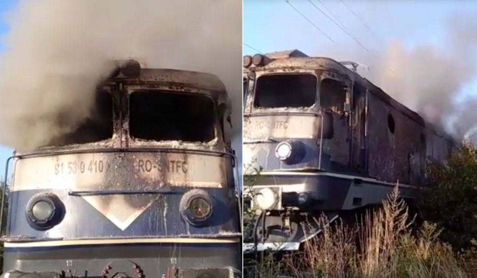 Locomotiva trenului Arad-Timișoara a luat foc. Circulația este blocată pe acea rută