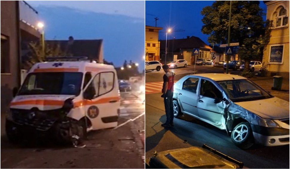 5 persoane rănite după ce o ambulanţă şi un autoturism s-au lovit violent pe o stradă din Braşov