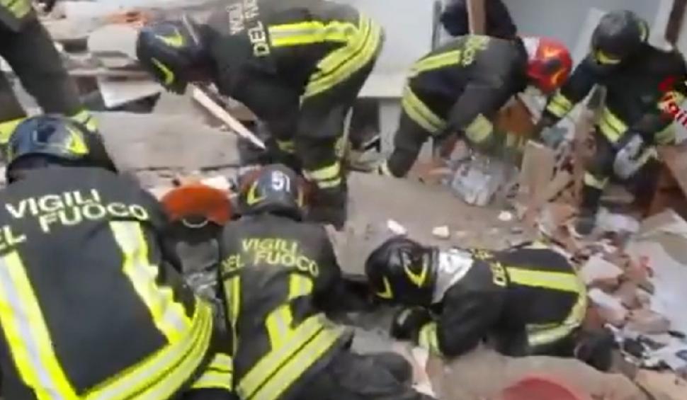 Un bloc în care locuiau mai multe familii de români s-a prăbușit la Torino. Un copil de 4 ani a murit 723621