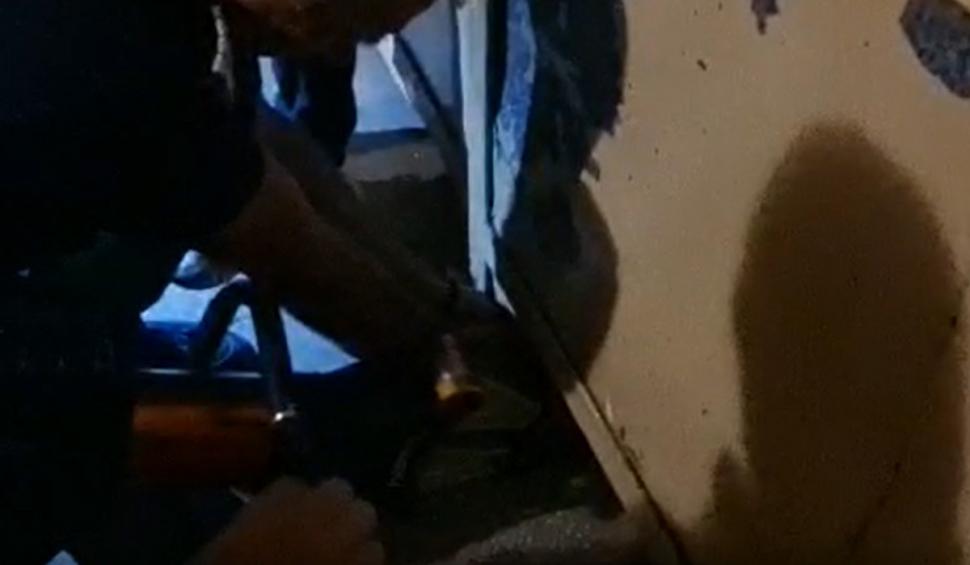 Operațiune de salvare neobișnuită în Pitești. O pisică rămasă blocată sub uşa unui bloc, salvată în aplauzele locatarilor 723838