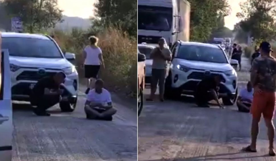 Doi şoferi români au jucat cărţi pe şosea pentru a-i opri pe alţi şoferi care încercau să depăşeacă coloana, în Vama Giurgiu