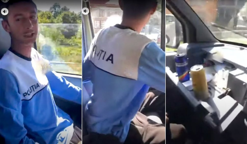 Tânăr filmat purtând ilegal uniforma Poliției, la volanul unei autoutilitare: ”Nu mă oprește nimeni”