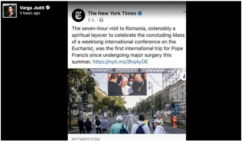 New York Times a anunţat că Papa Francisc a vizitat România, în loc de Ungaria: "Budapesta nu este București" 726561