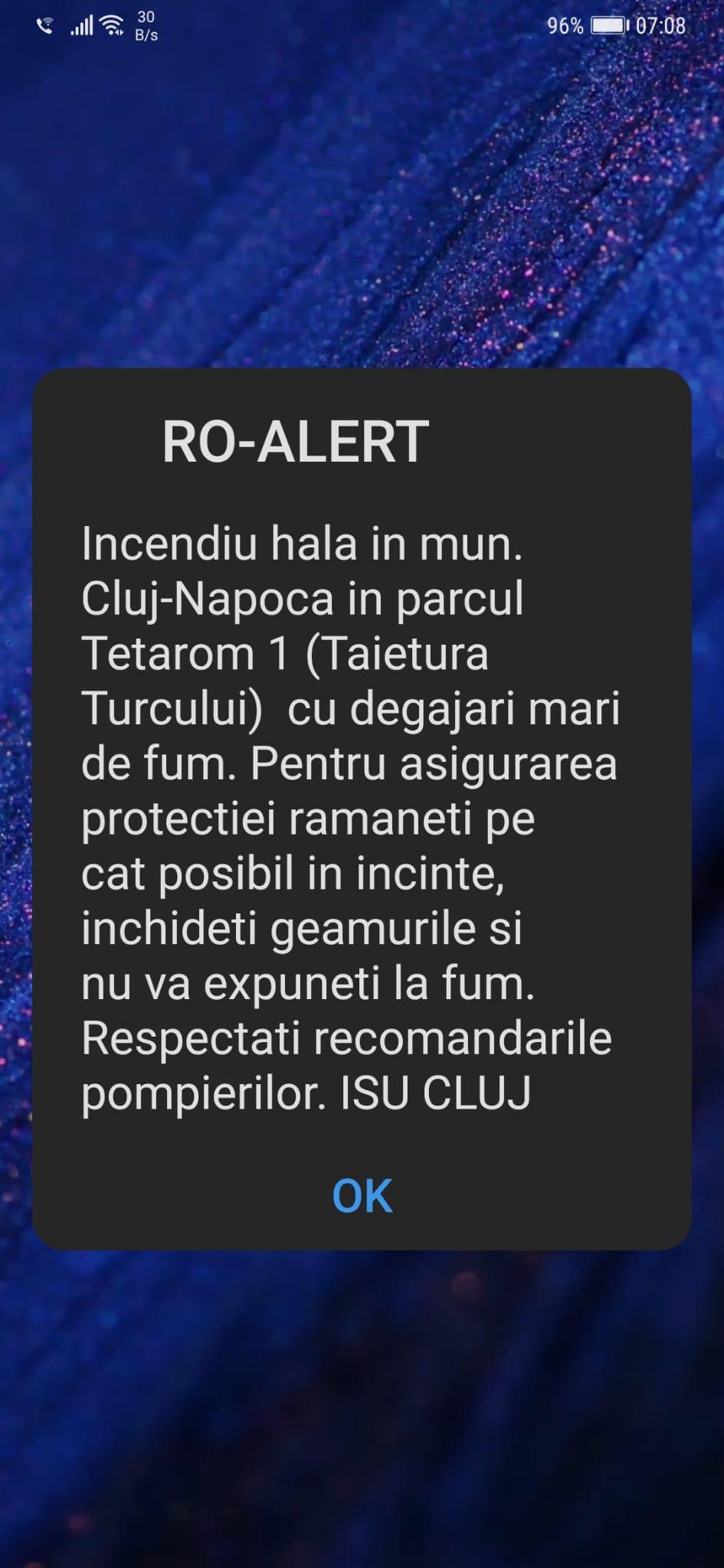 Incendiu puternic în Parcul Industrial din Cluj-Napoca. A fost emisă avertizare Ro-Alert 727791
