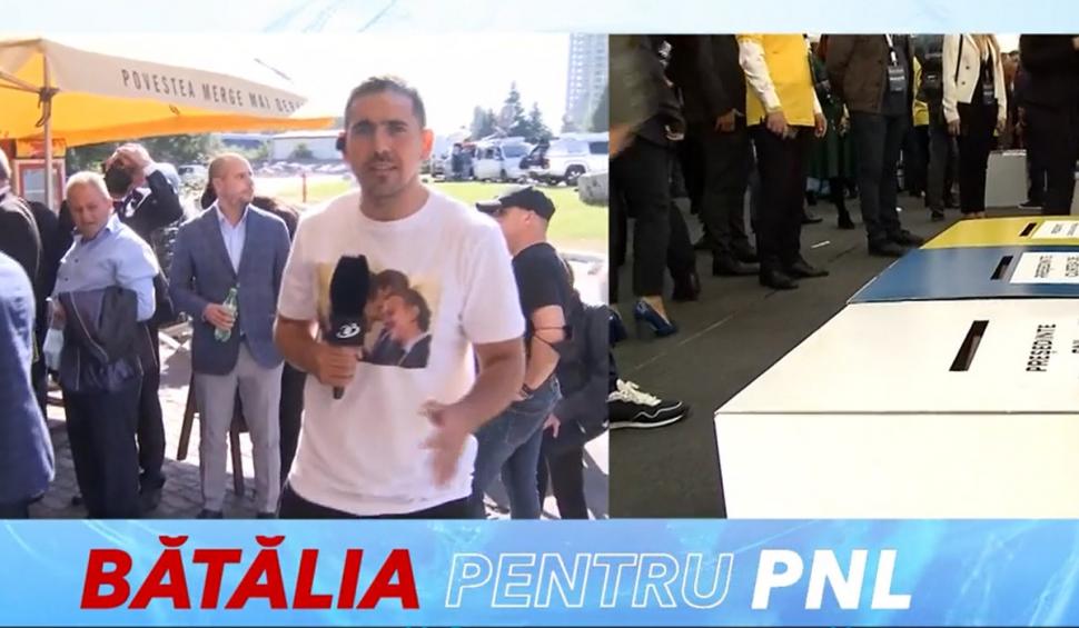 "Amândoi au izbucnit în râs". Liderii PNL, amuzaţi de tricourile purtate la Congresul PNL de jurnalistul Antena 3, Cristi Popovici 728604