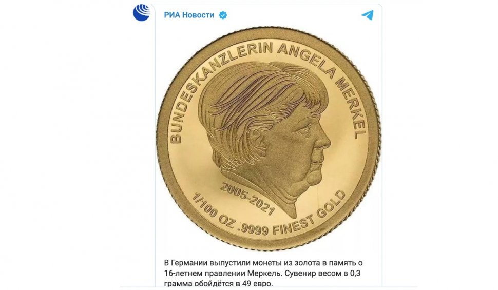 Germania emite monede de aur cu portretul Angelei Merkel