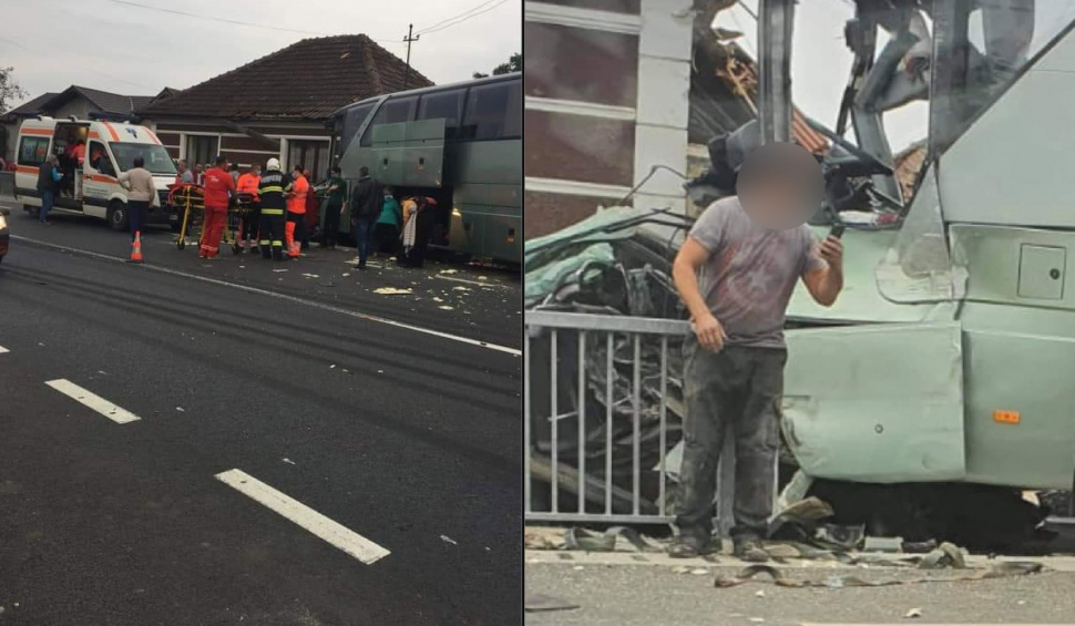 Accident rutier cu 9 răniţi, după ce un autocar cu pasageri s-a izbit violent de un TIR, în Bihor