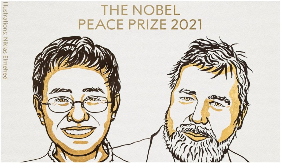Maria Ressa și Dmitry Muratov au primit Premiul Nobel pentru Pace, pentru  „lupta lor curajoasă pentru apărarea libertății de exprimare în Filipine și Rusia”