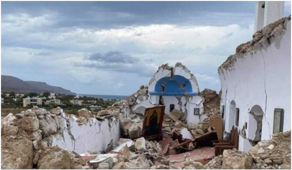O icoană a rămas intactă, după ce o biserică s-a prăbuşit în urma cutremurului din Grecia