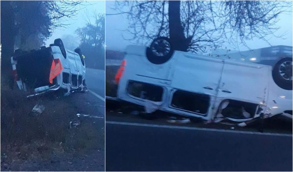 Accident între un autoturism şi un microbuz la Satu Mare, 10 persoane sunt implicate