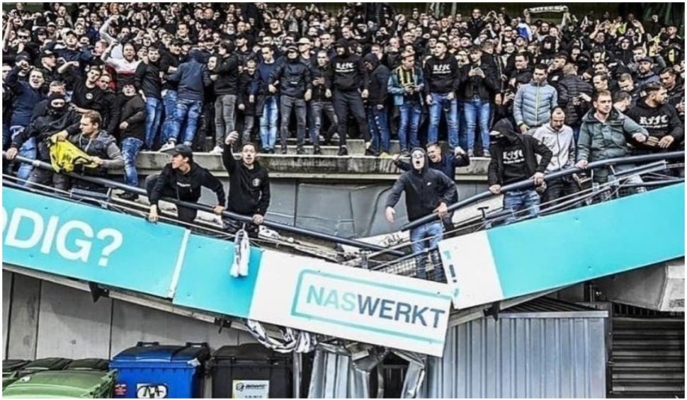 Tribunele unui stadion olandez plin cu suporteri, s-au prăbușit