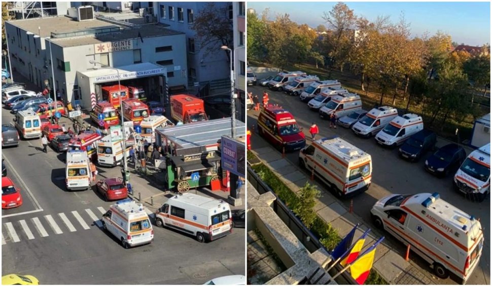 Imaginile zilei: Ambulanțele sufocă traficul la intrarea în spitale
